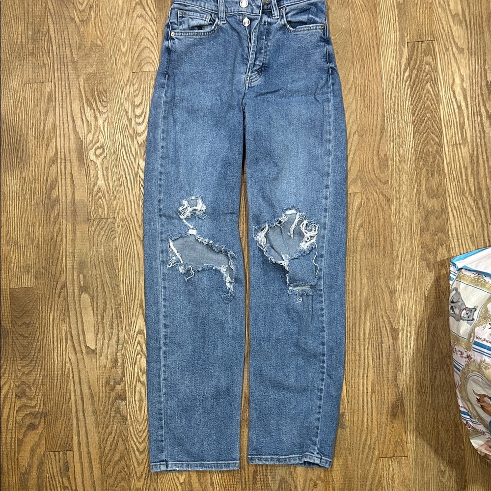 Target Blue Distressed Straight Leg Jeans